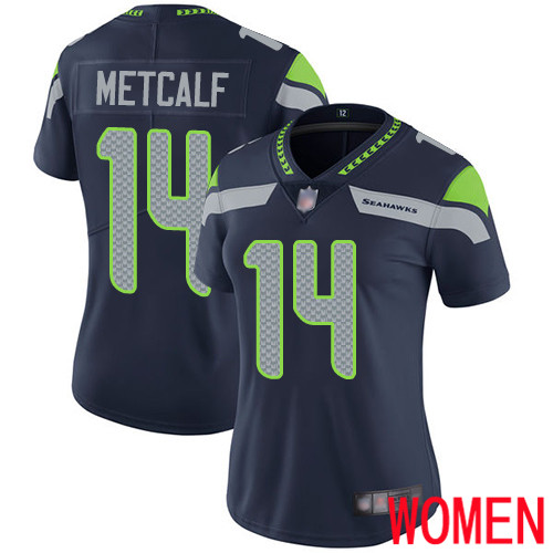 Seattle Seahawks Limited Navy Blue Women D.K. Metcalf Home Jersey NFL Football #14 Vapor Untouchable->women nfl jersey->Women Jersey